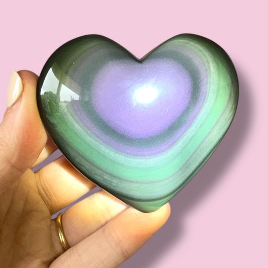 Rainbow Obsidian Heart Carving