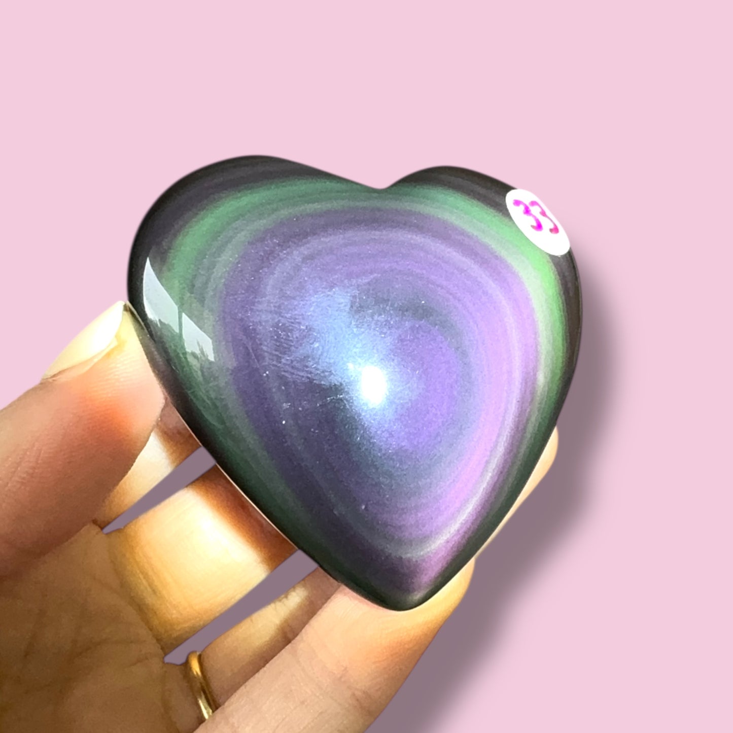 Rainbow Obsidian Heart Carving
