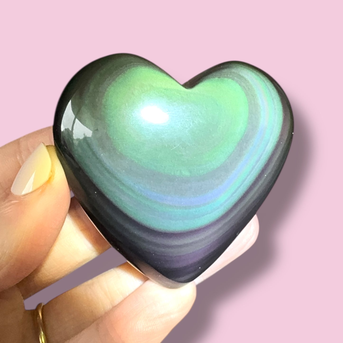 Rainbow Obsidian Heart Carving