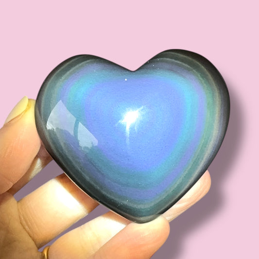 Rainbow Obsidian Heart Carving