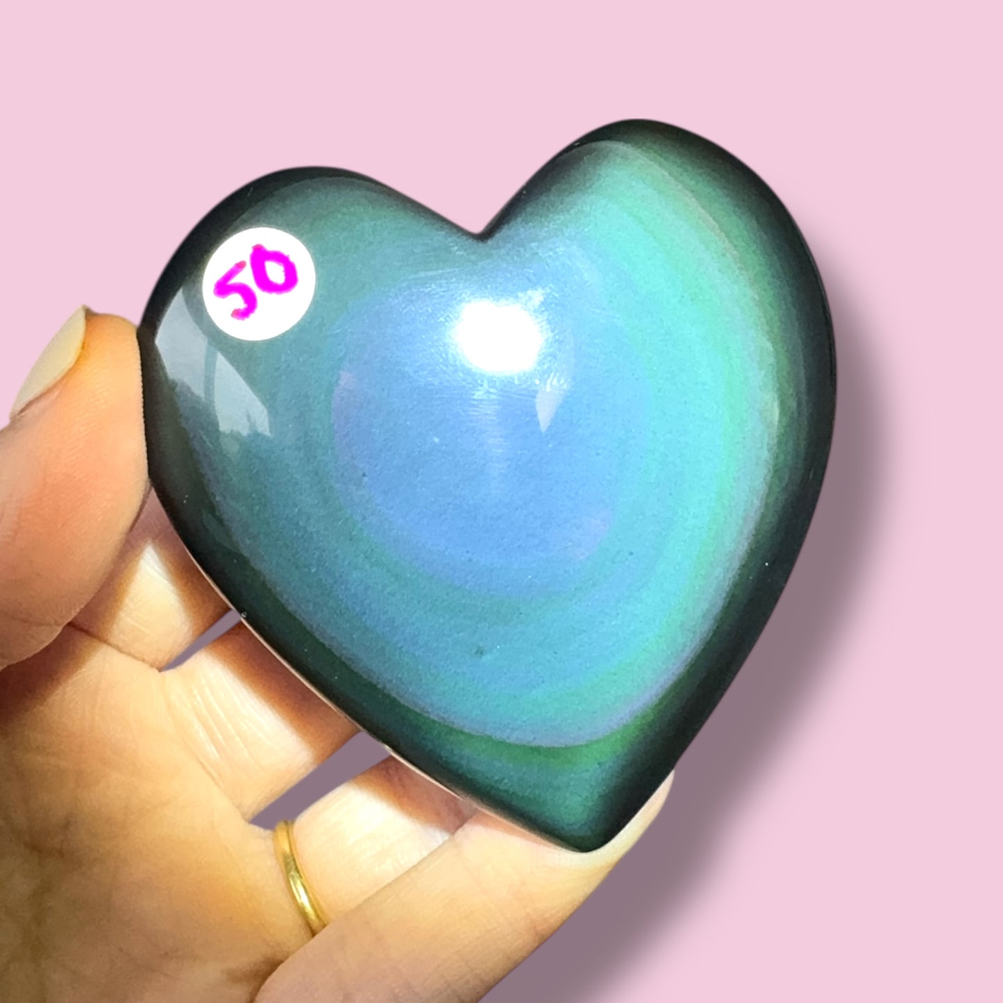 Rainbow Obsidian Heart Carving