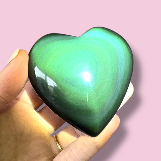 Rainbow Obsidian Heart Carving