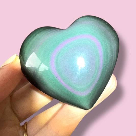 Rainbow Obsidian Heart Carving