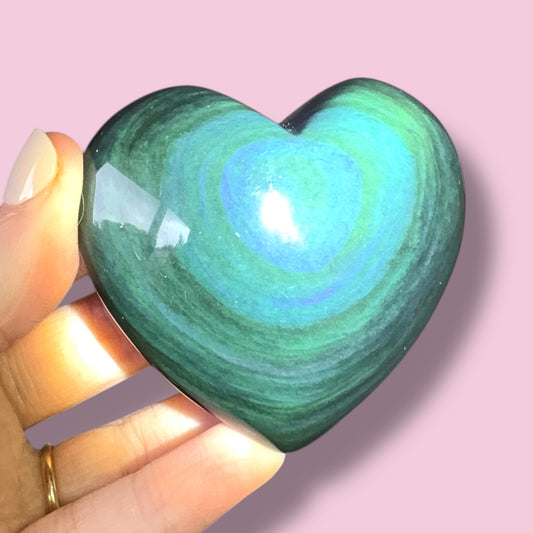 Rainbow Obsidian Heart Carving
