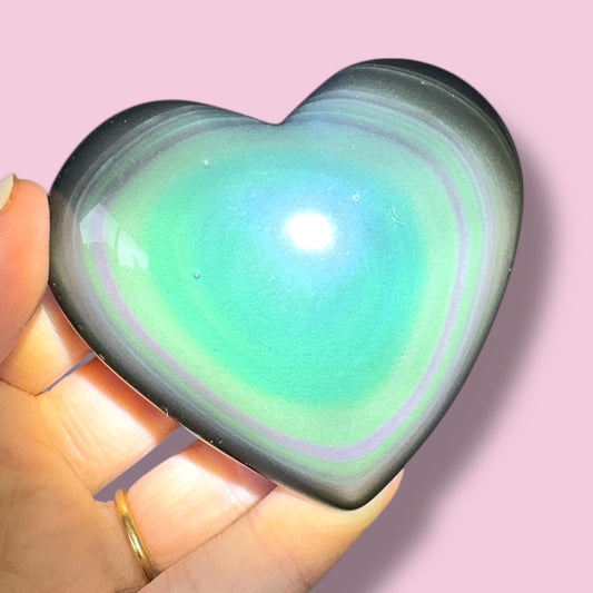 Rainbow Obsidian Heart Carving (B)