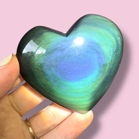 Rainbow Obsidian Heart Carving (B)