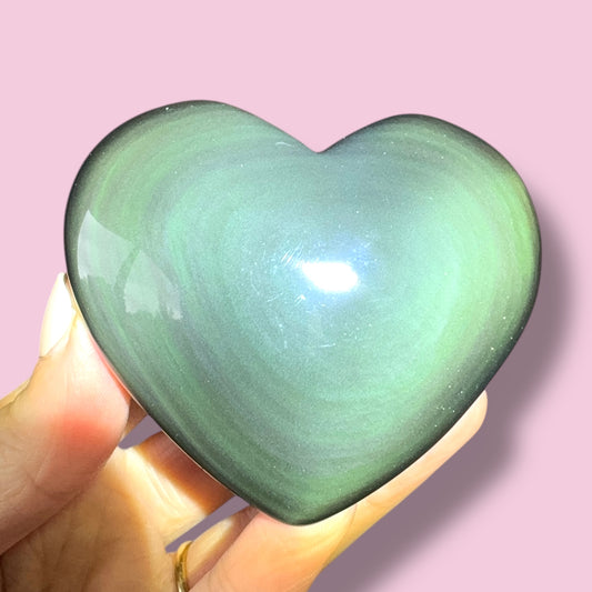 Rainbow Obsidian Heart Carving (C)