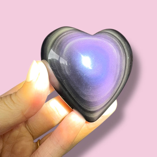 Rainbow Obsidian Heart Carving (B)