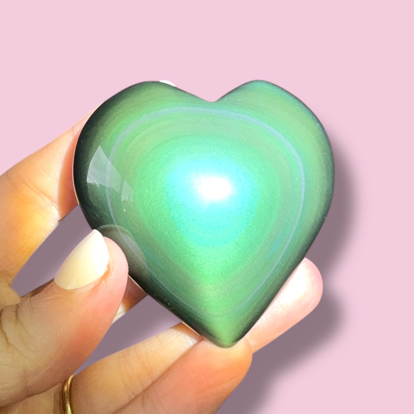 Rainbow Obsidian Heart Carving
