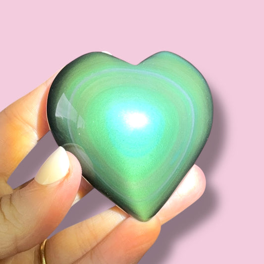 Rainbow Obsidian Heart Carving
