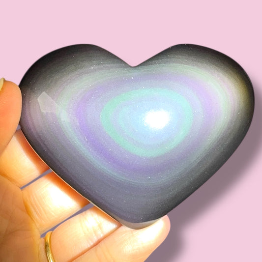Rainbow Obsidian Heart Carving (B)