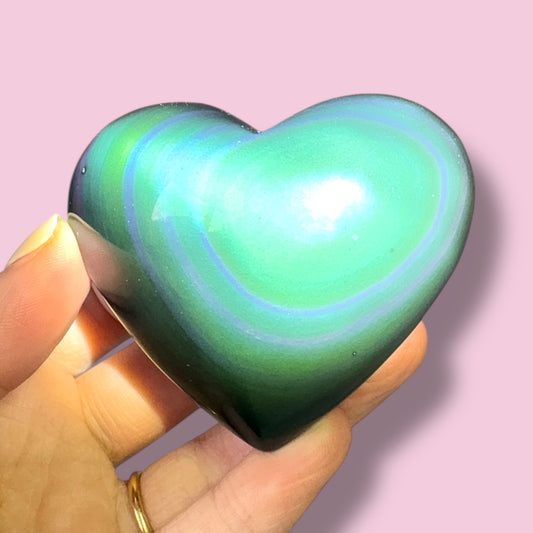 Rainbow Obsidian Heart Carving (B)