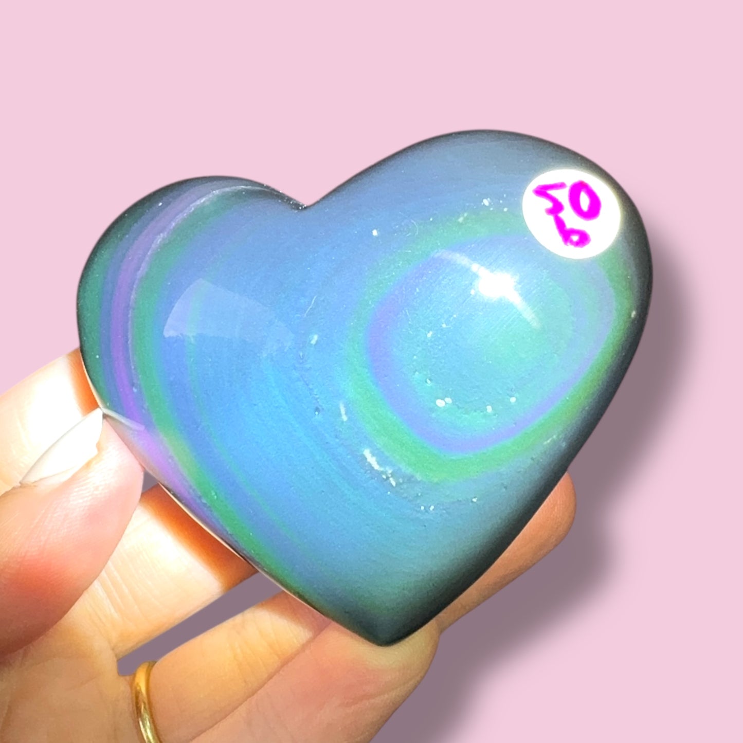 Rainbow Obsidian Heart Carving (B)