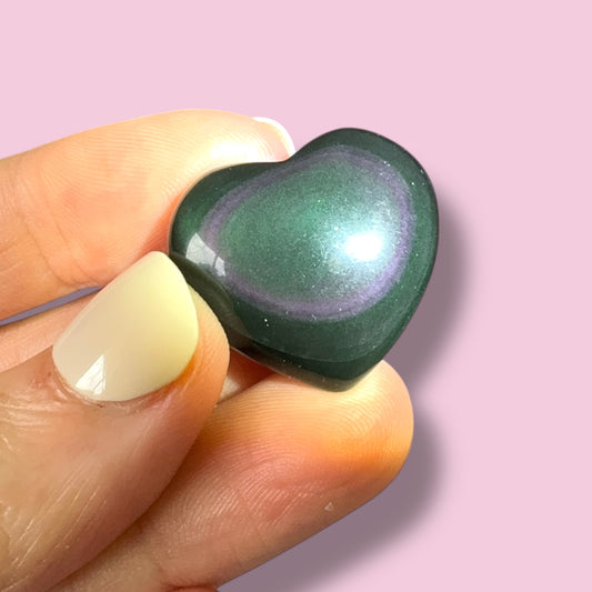 Rainbow Obsidian Mini Heart Carving