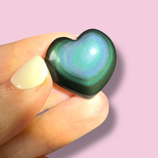 Rainbow Obsidian Mini Heart Carving