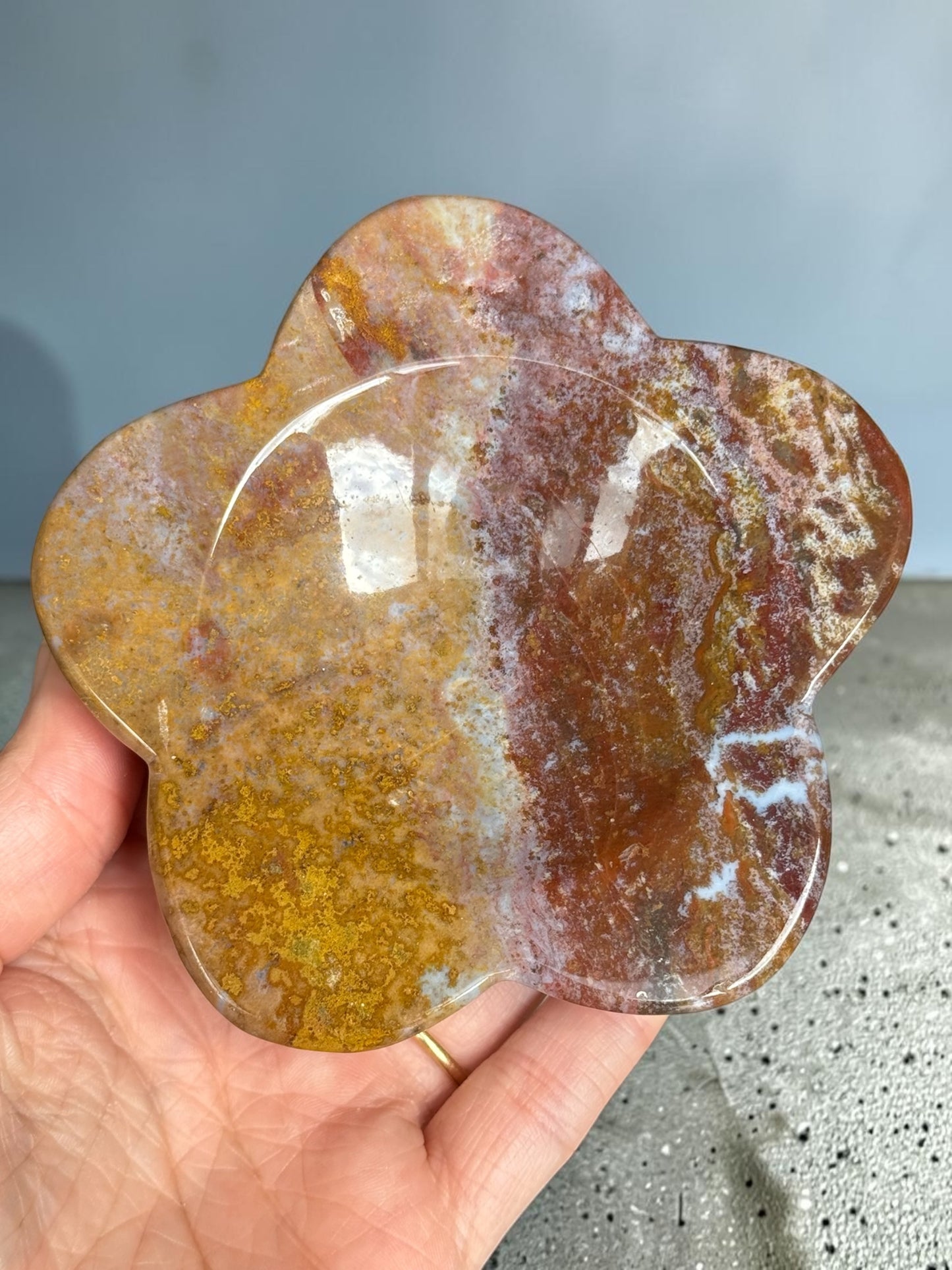 Sea Jasper Flower Bowl