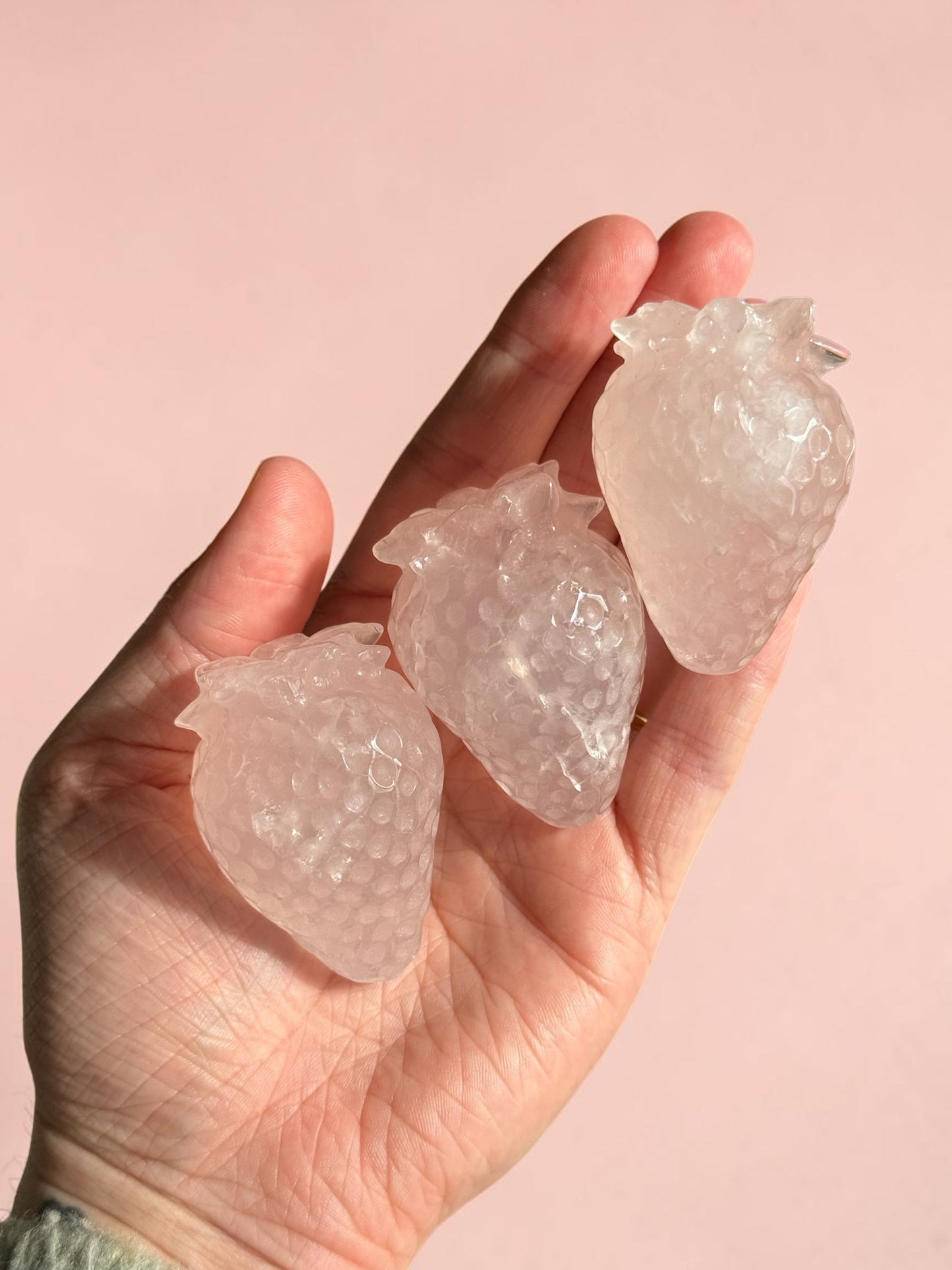 Rose Quartz Strawberry Carving | Intuitively Chosen