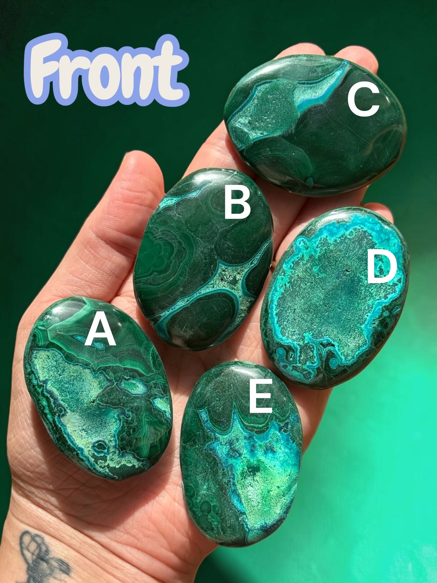Chrysocolla and Malachite Palmstones | Choose your Own