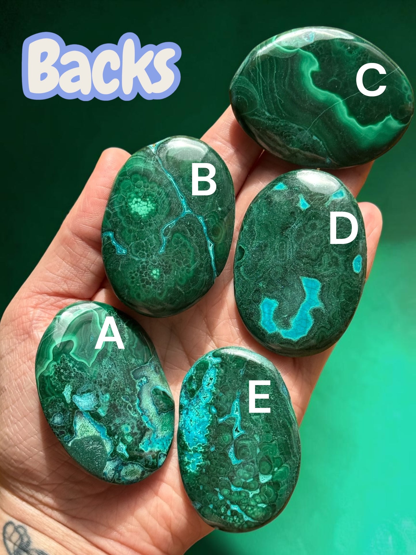 Chrysocolla and Malachite Palmstones | Choose your Own