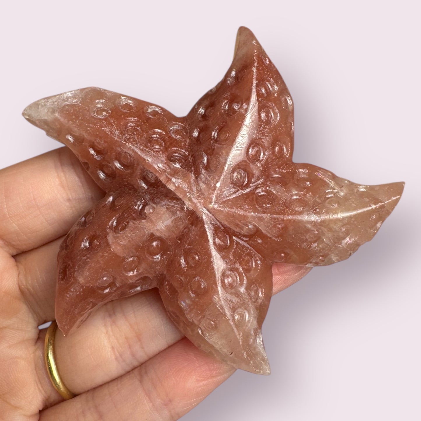 Rose Calcite Starfish Carving