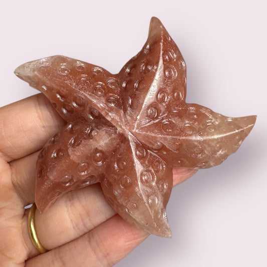 Rose Calcite Starfish Carving