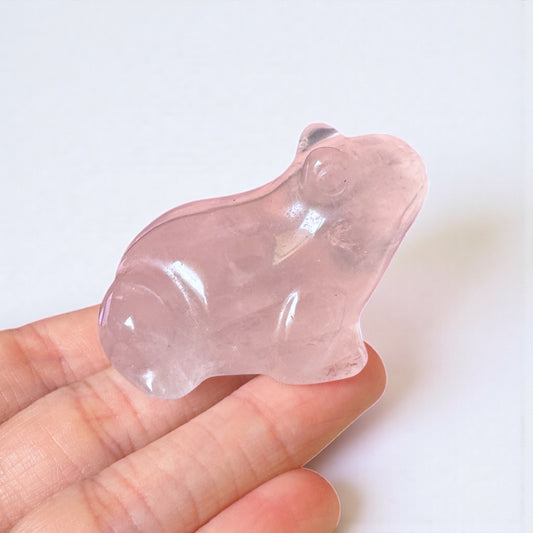 Rose Quartz Frog Carving | Intuitively Chosen