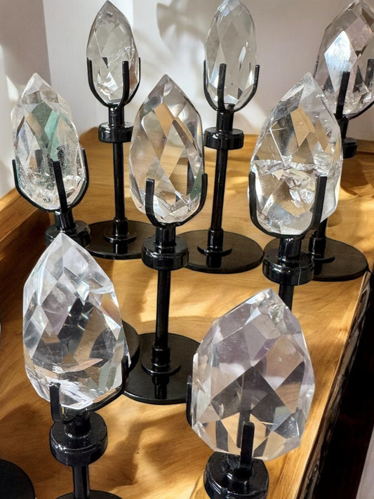 Faceted Clear Quartz Diamonds on Stands | Intuitively Chosen