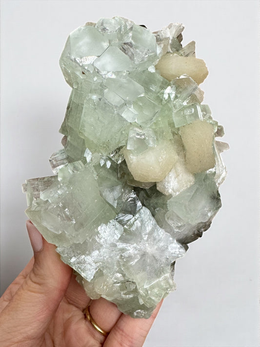 Sea Foam Green Apophyllite with Peach Silbite Specimen