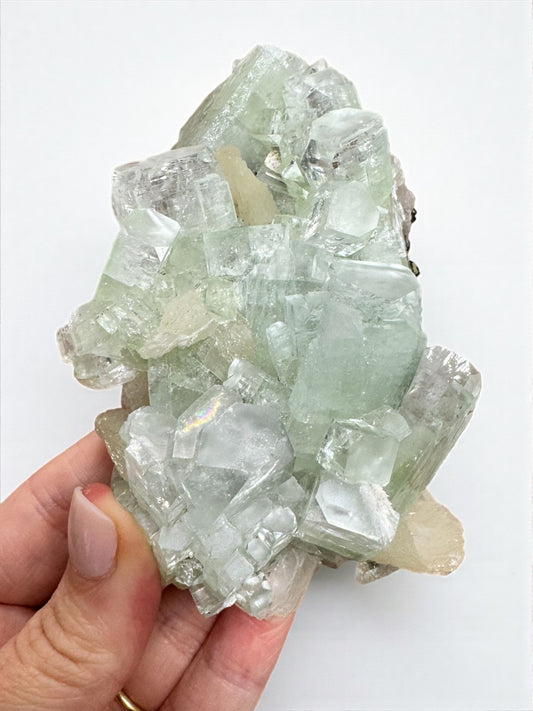 Sea Foam Green Apophyllite with Peach Silbite Specimen