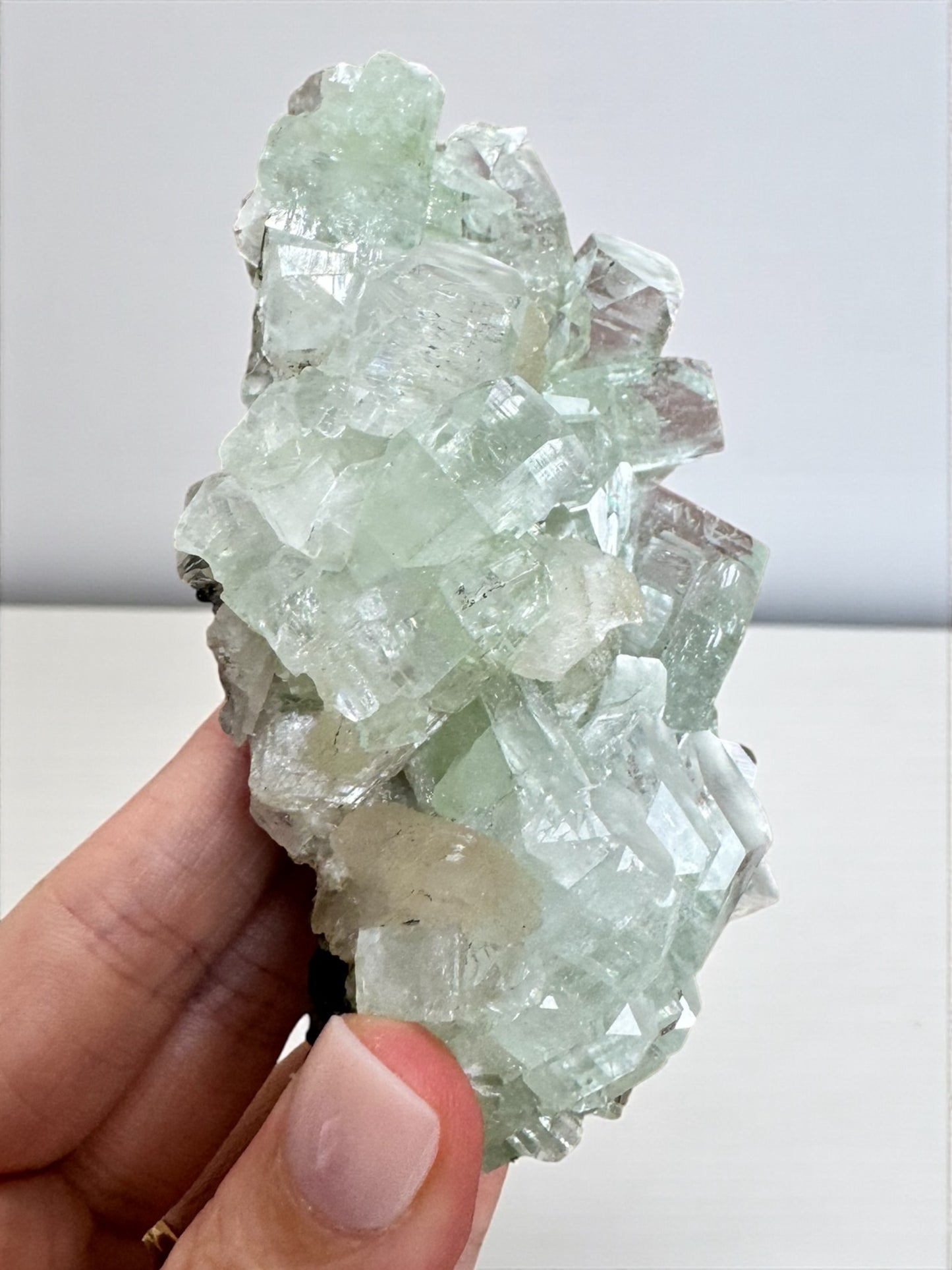 Sea Foam Green Apophyllite with Peach Silbite Specimen