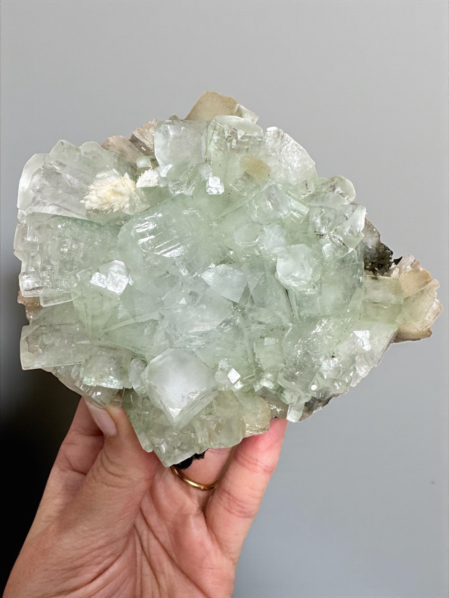 Sea Foam Green Apophyllite with Peach Silbite and Mordenite Specimen