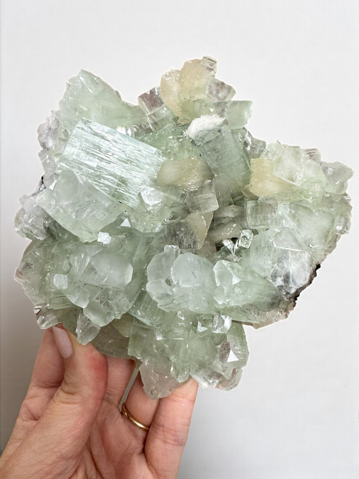 Sea Foam Green Apophyllite with Peach Silbite and Mordenite Specimen