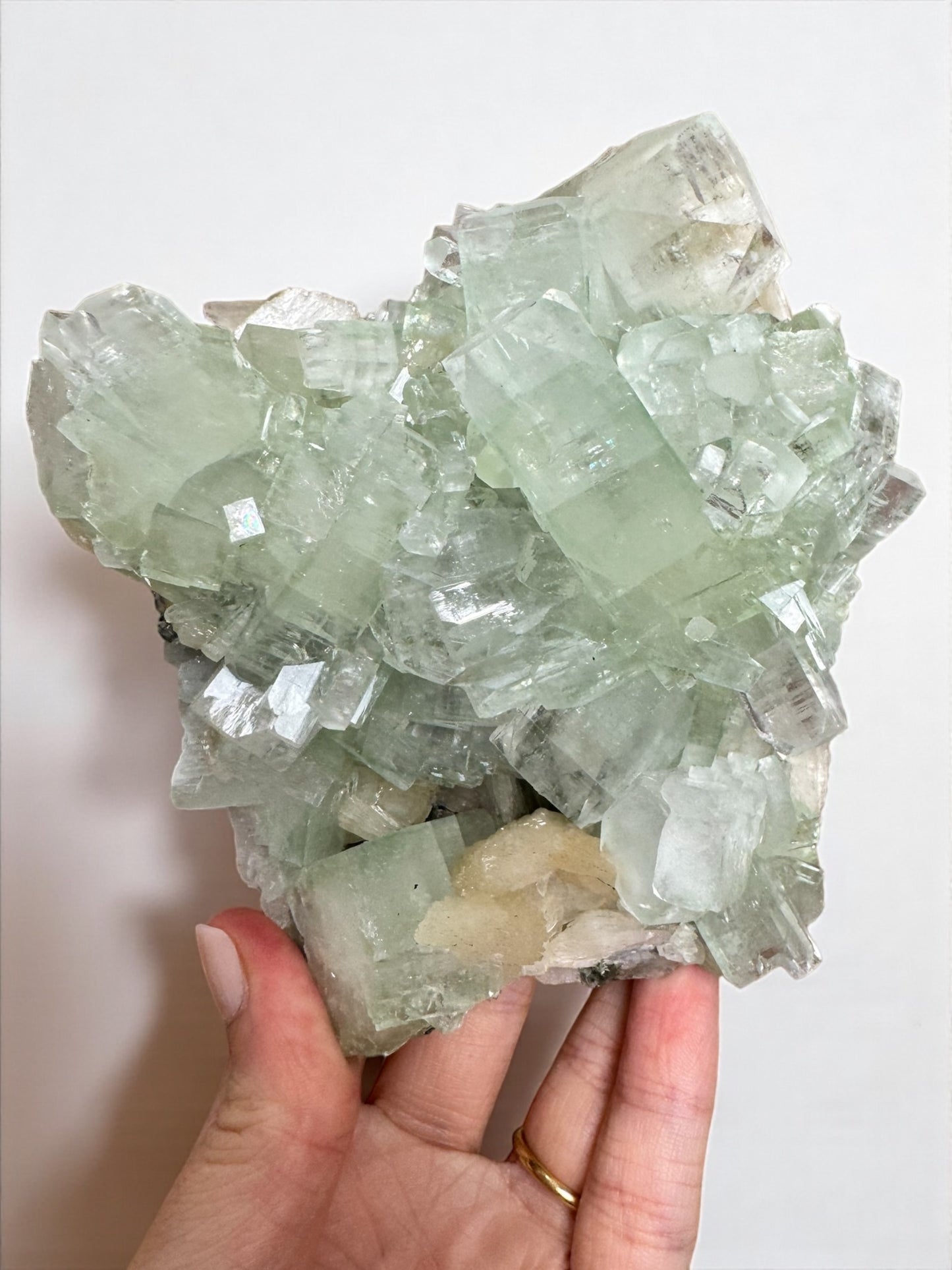 Sea Foam Green Apophyllite with Peach Silbite Specimen