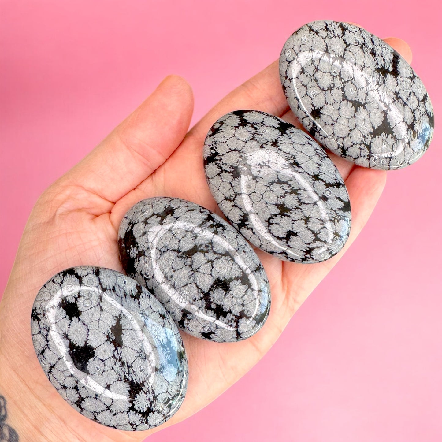 Snowflake Obsidian Palmstones | Intuitively Chosen