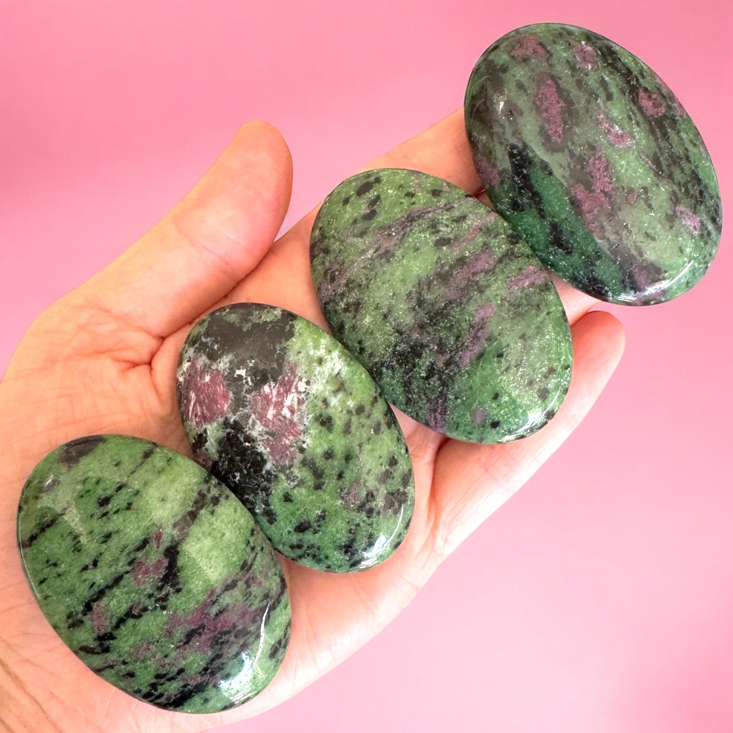 Ruby and Zoisite Palmstones | Intuitively Chosen