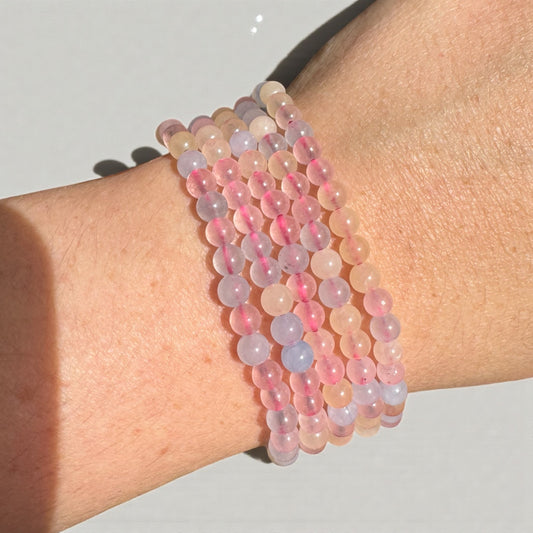 Morganite and Aquamarine 6mm Bead Bracelet