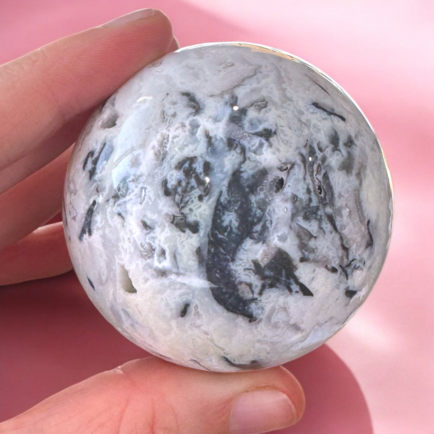 Blue Plume Agate Sphere