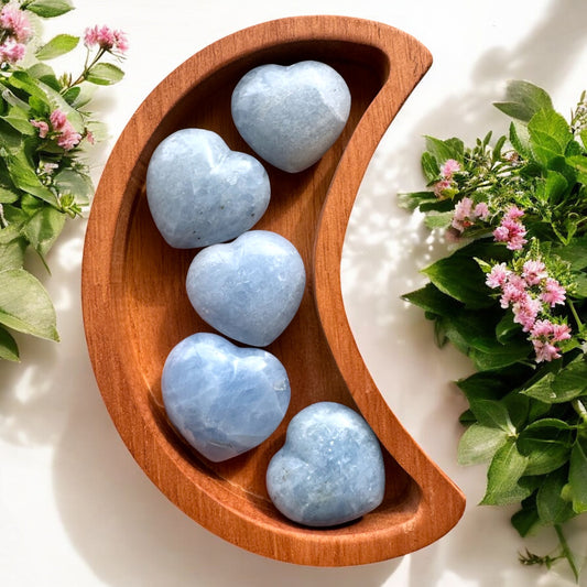 Blue Clacite Puffy Hearts | Intuitively Chosen
