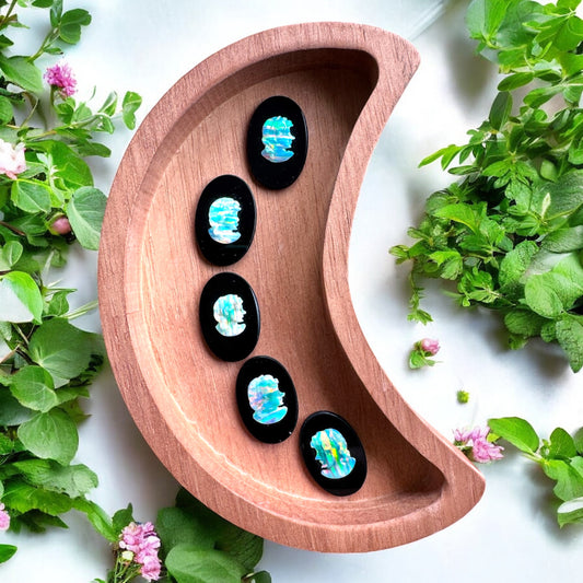Obsidian and Opal Cameo Portrait Carvings | Intuitively Chosen