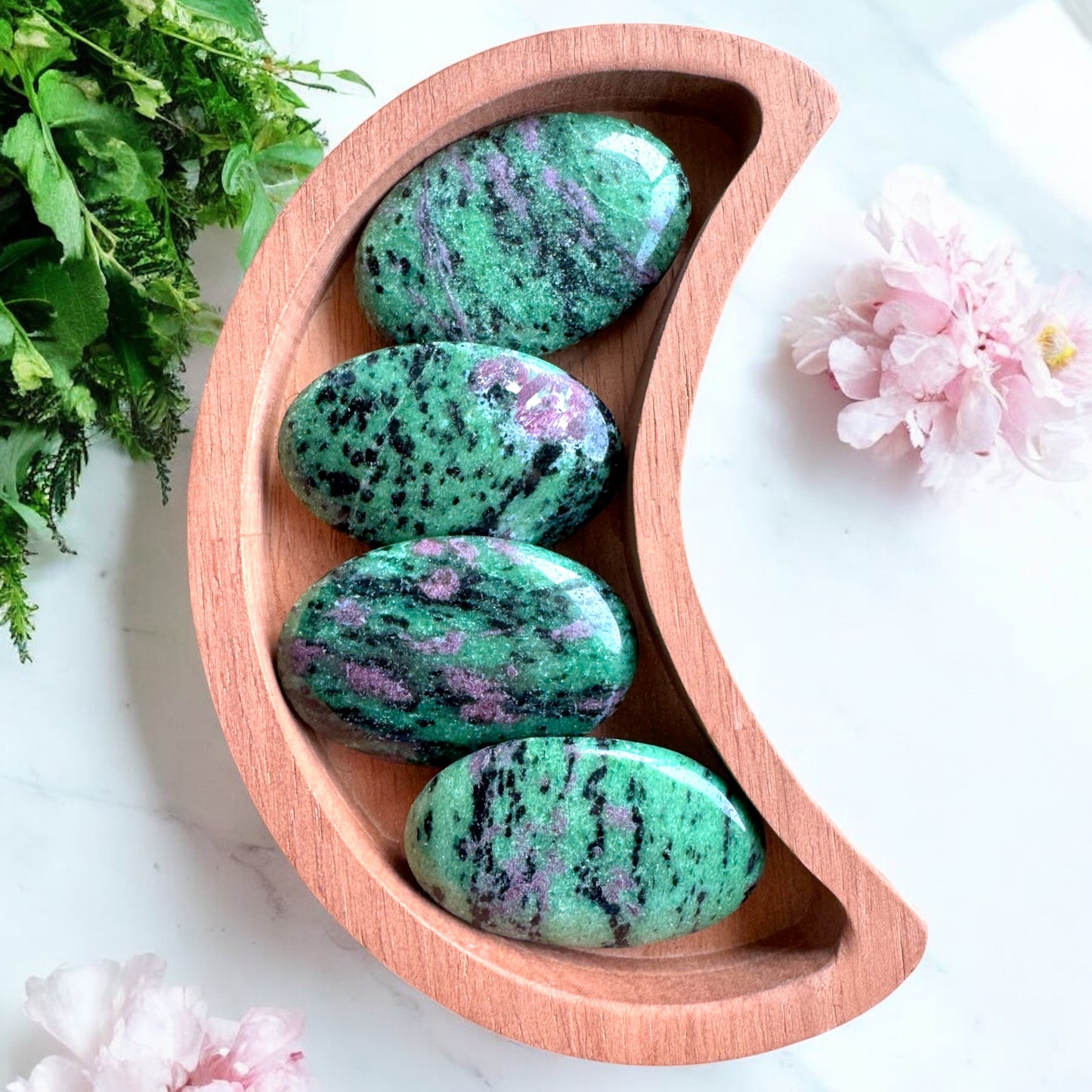 Ruby and Zoisite Palmstones | Intuitively Chosen