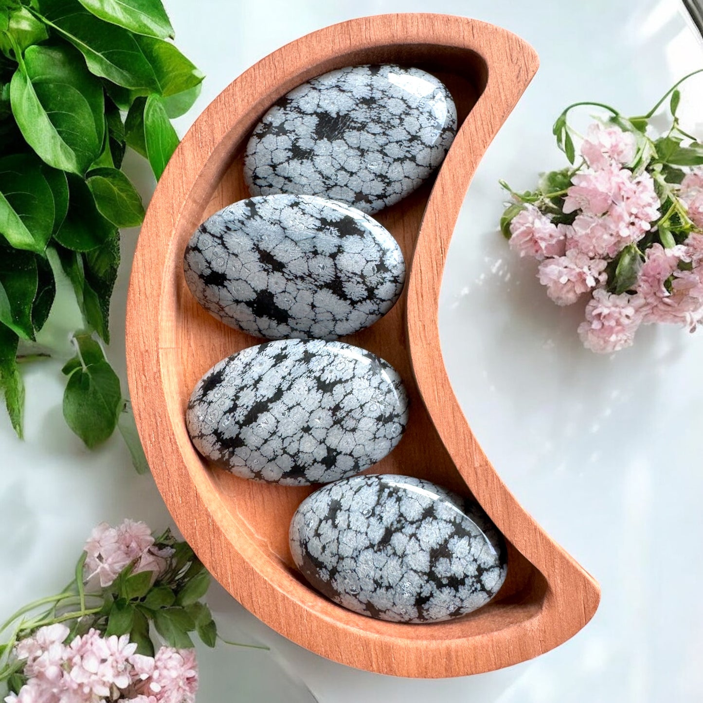 Snowflake Obsidian Palmstones | Intuitively Chosen