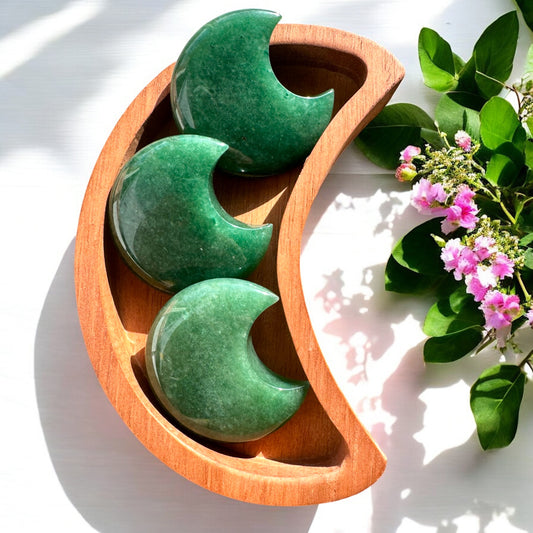 Green Aventurine Midi Moon Carvings