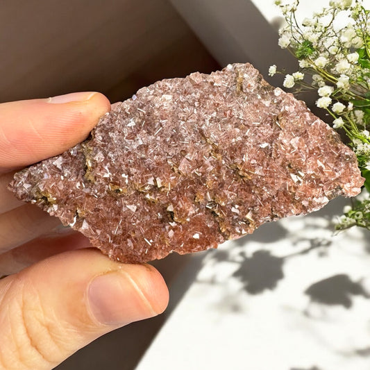 Red Calcite on Limonite Specimen