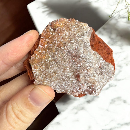 Red Calcite on Limonite Specimen