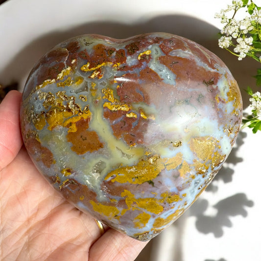 Sea Jasper Large Puffy Heart