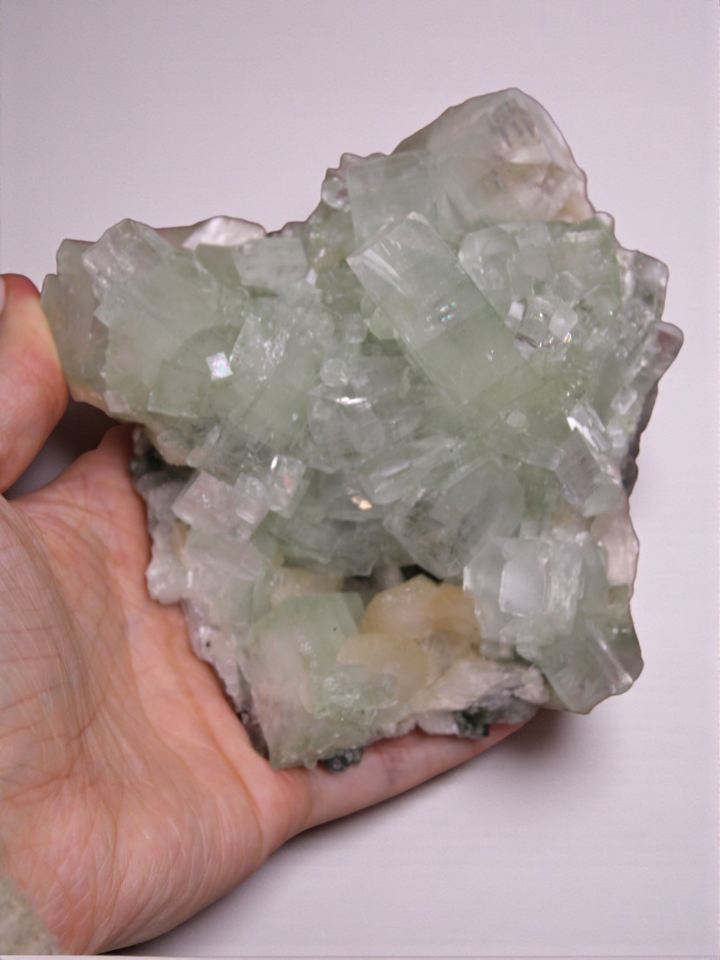 Sea Foam Green Apophyllite with Peach Silbite Specimen