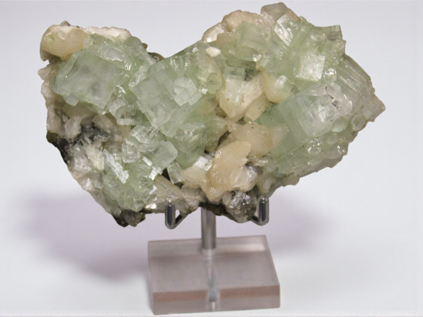 Sea Foam Green Apophyllite with Peach Silbite Specimen