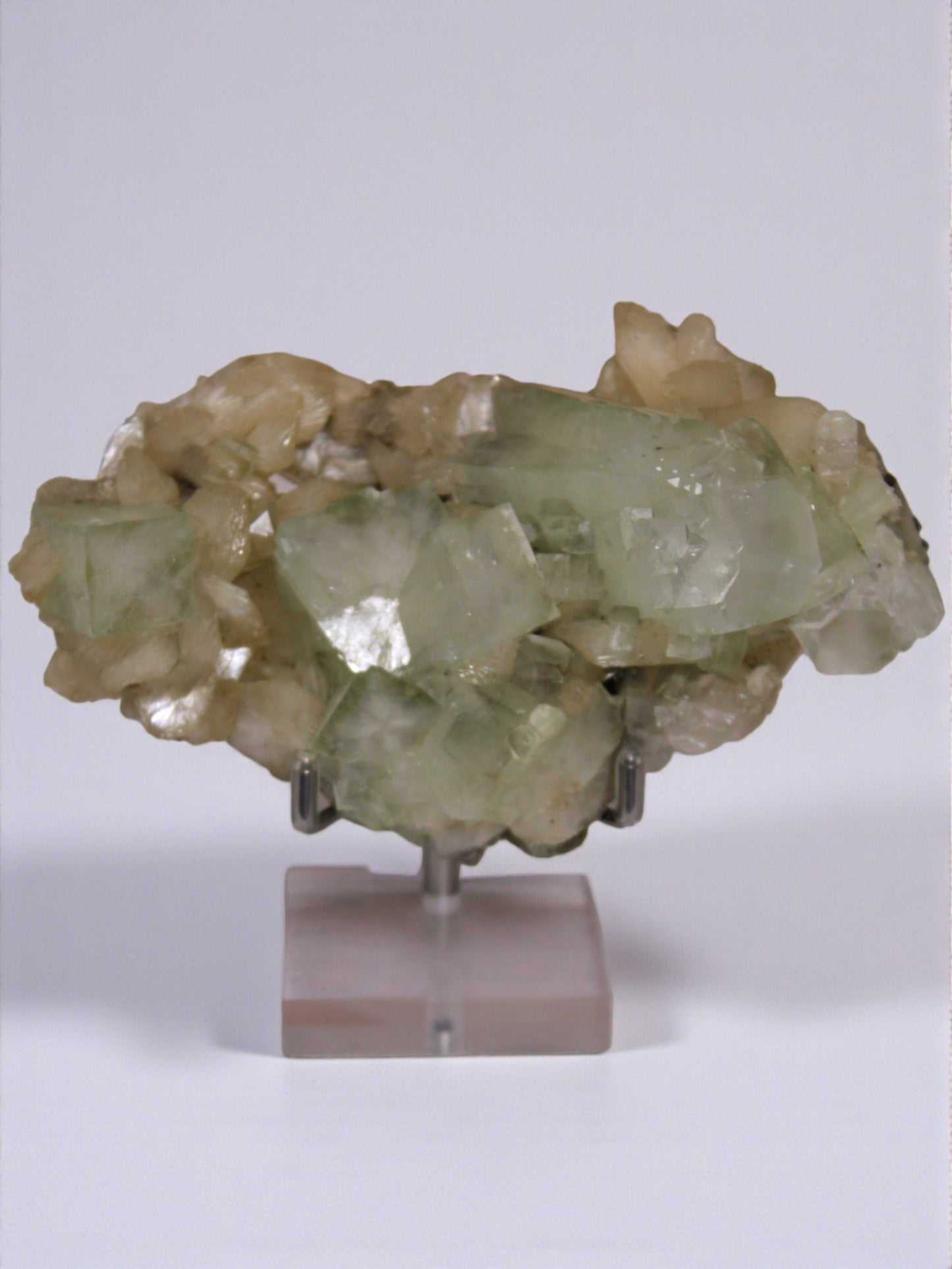 Sea Foam Green Apophyllite with Peach Silbite and Mordenite Specimen