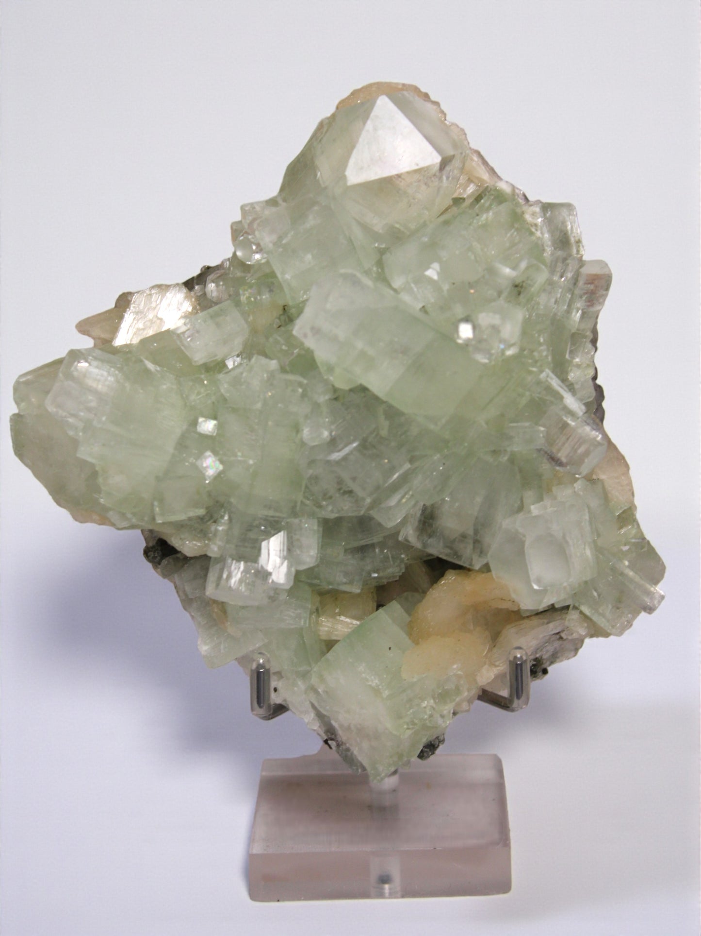 Sea Foam Green Apophyllite with Peach Silbite Specimen