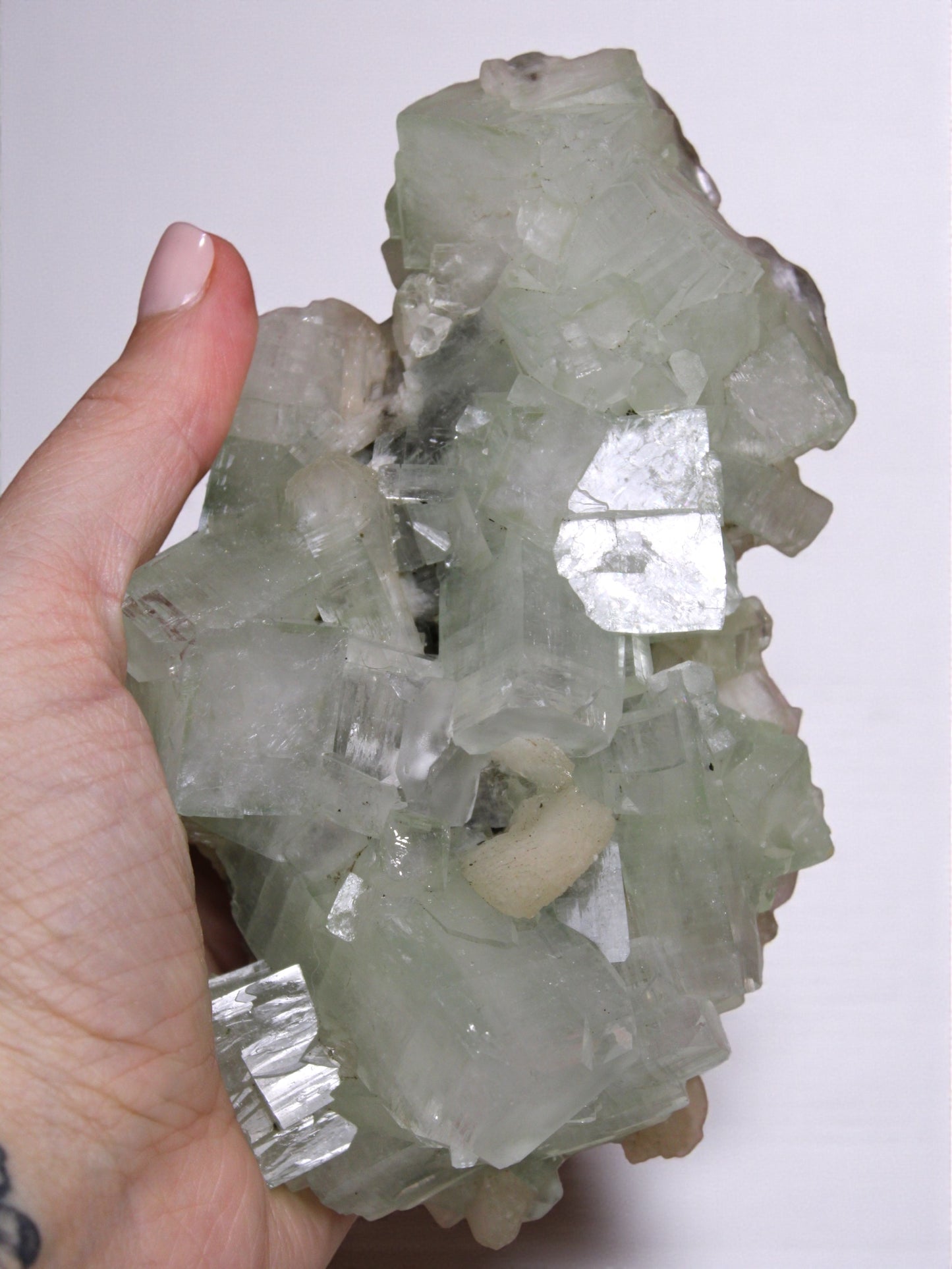 Sea Foam Green Apophyllite with Peach Silbite Specimen